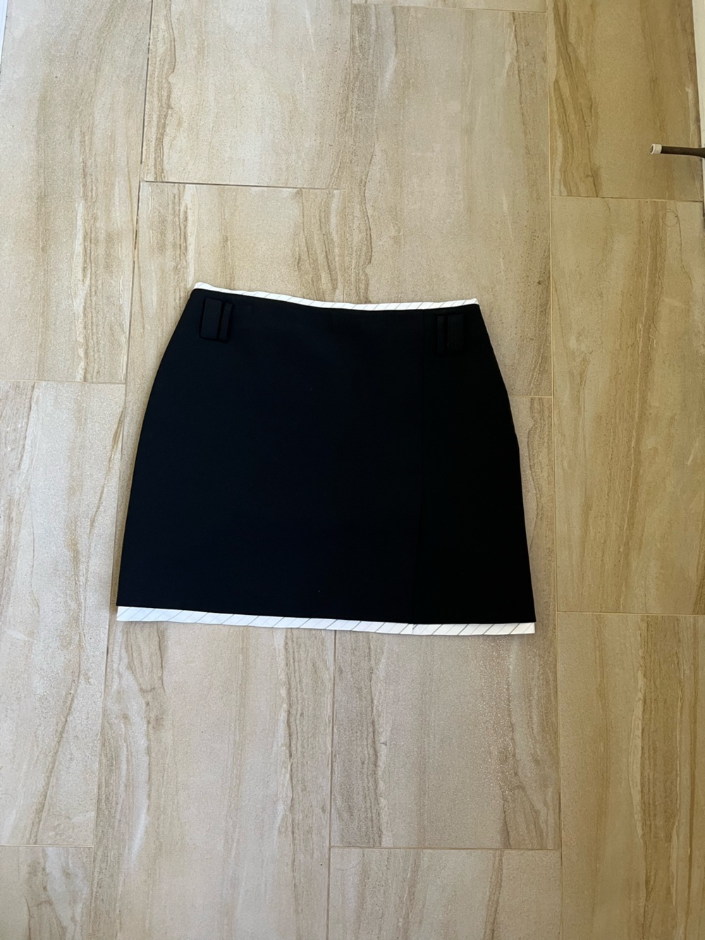 Zara Black Mini Skirt with White Trim